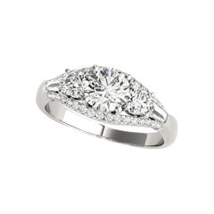 GIA Certified 0.8ct Round 3-Stone Baguette Triple Row Diamond Ring