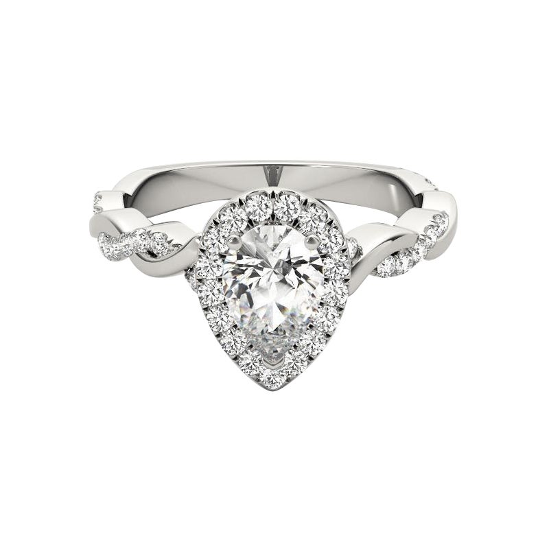 GIA Certified 0.9 Carat Braided Band Pear Halo  Diamond Ring