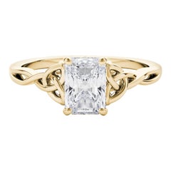 GIA Certified 0.9 Carat Celtic Knot Radiant Solitaire Diamond Ring