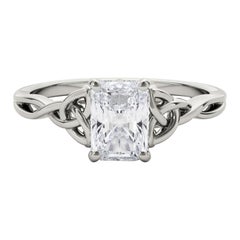 GIA Certified 0.9 Carat Celtic Knot Radiant Solitaire Diamond Ring