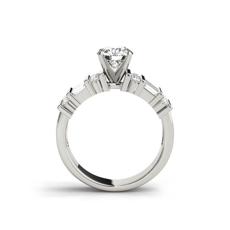 GIA-zertifiziert 0.9 Karat Kanal Bar Baguette & Runde Diamant-Ring im Zustand „Neu“ im Angebot in New York, NY