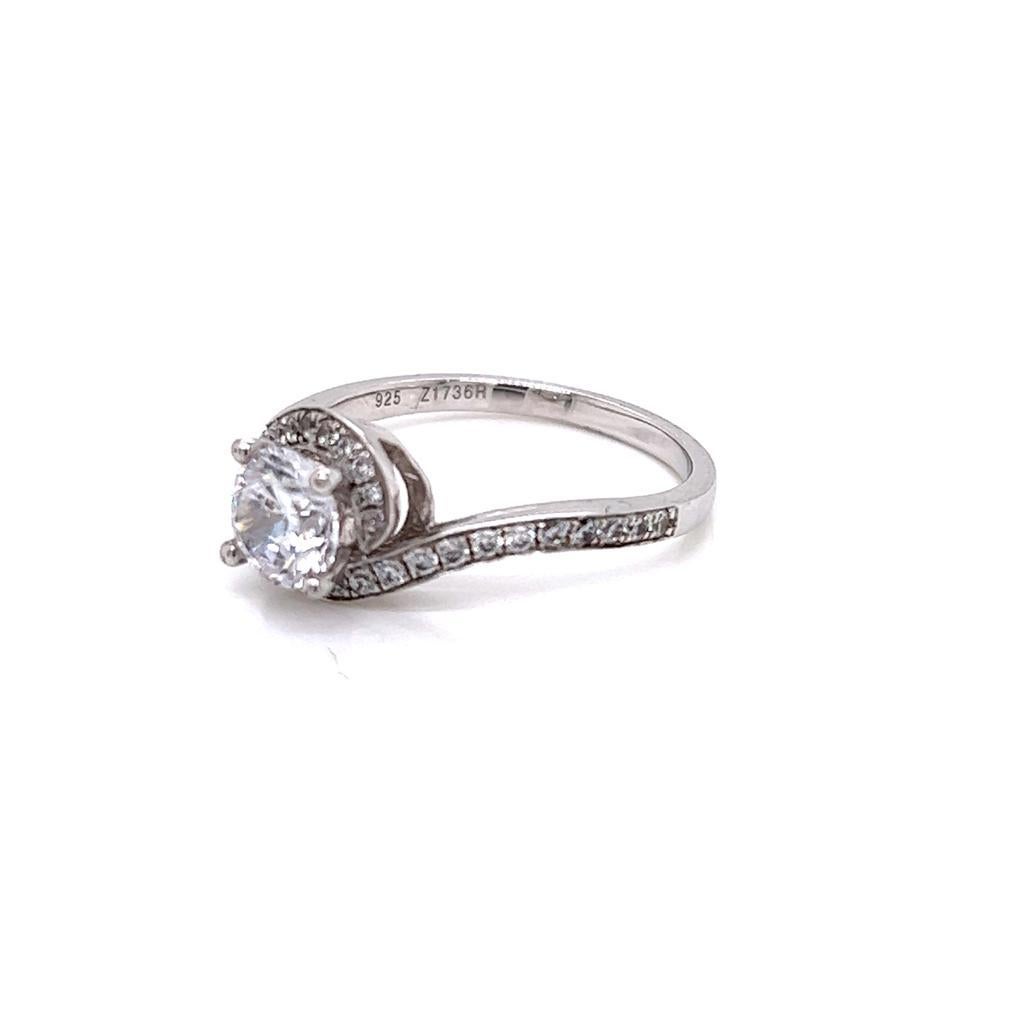 En vente :  Bague en platine avec anneau torsadé et diamant de 0,9 carat certifié par le GIA 2