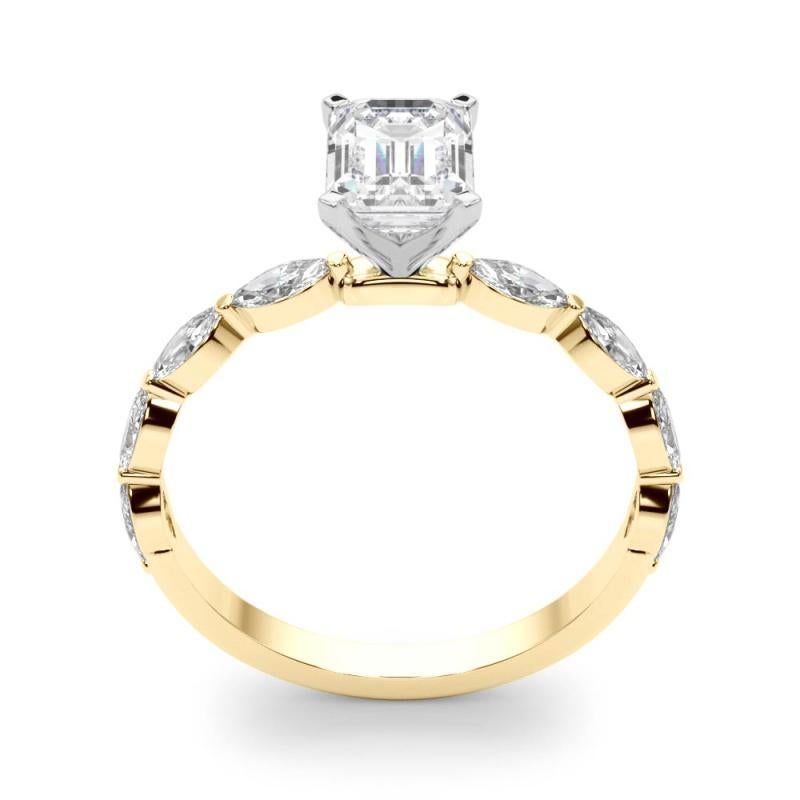 GIA zertifiziert 0,9 Karat Smaragd Diamant Band Solitär Diamantring Damen im Angebot