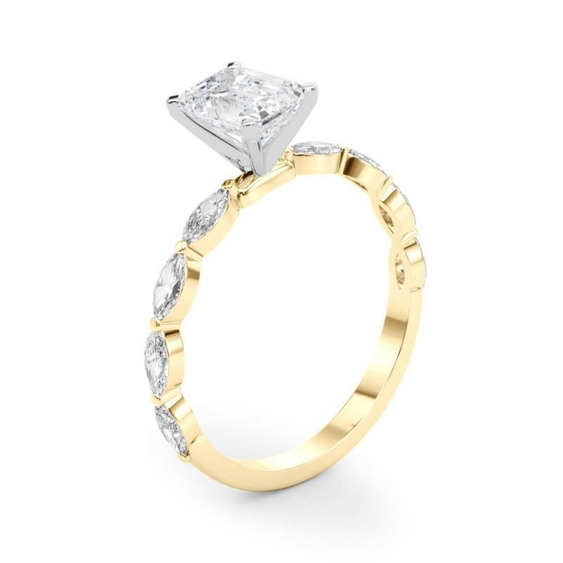 GIA zertifiziert 0,9 Karat Smaragd Diamant Band Solitär Diamantring im Angebot 1