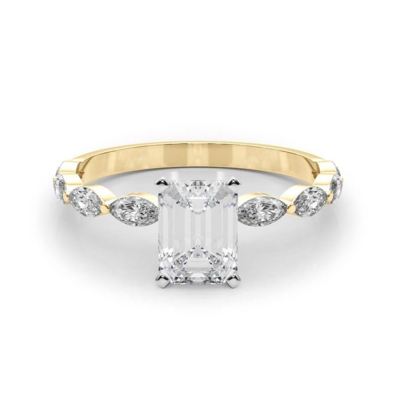 GIA zertifiziert 0,9 Karat Smaragd Diamant Band Solitär Diamantring