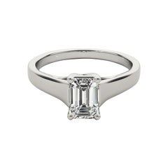 GIA Certified 0.9 Carat Entwined Prong Cathedral Emerald Platinum Diamond Ring