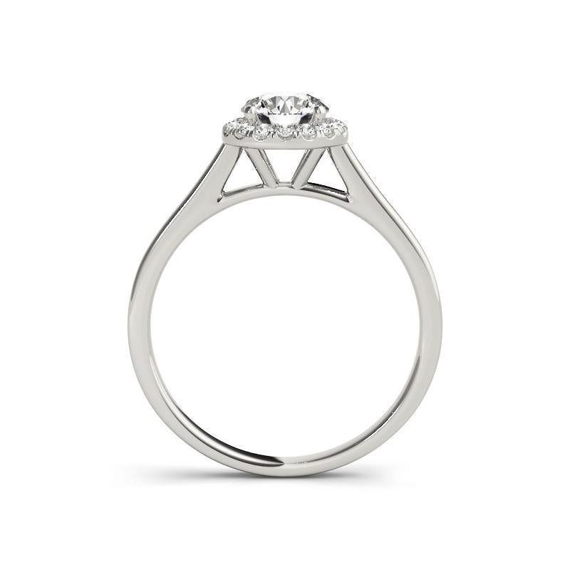 Taglio rotondo GIA Certificato 0,9 Carati aureola rotonda cattedrale  Anello con diamante in vendita