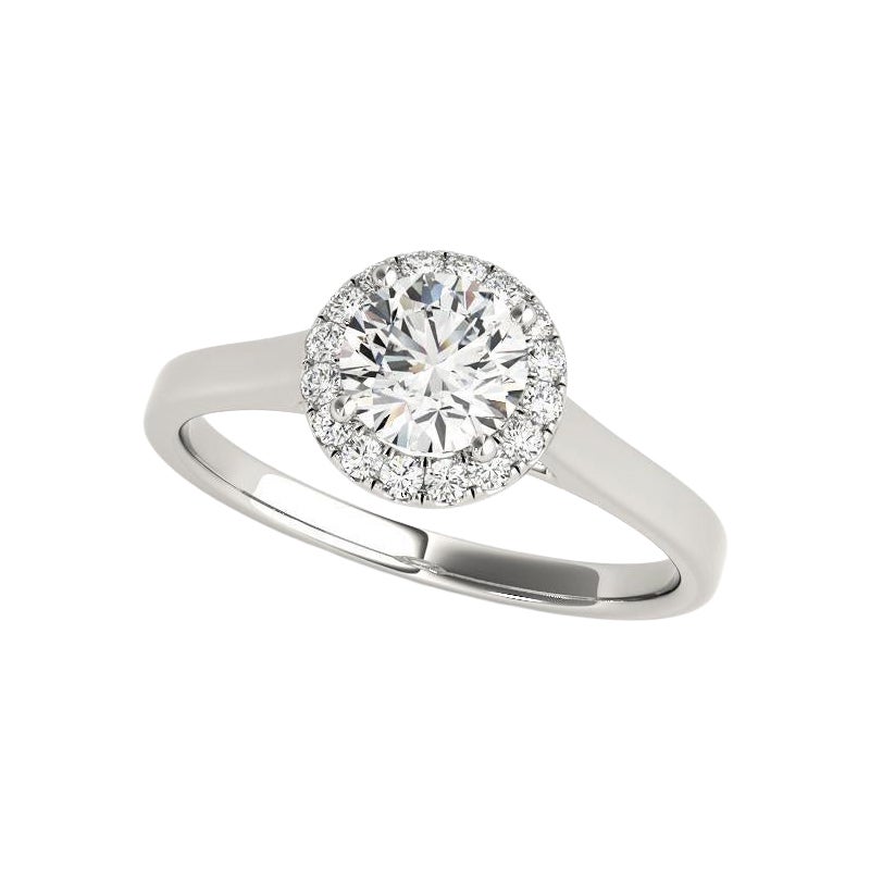 GIA Certificato 0,9 Carati aureola rotonda cattedrale  Anello con diamante
