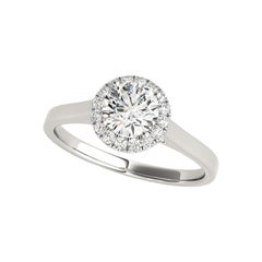 GIA Certificato 0,9 Carati aureola rotonda cattedrale  Anello con diamante