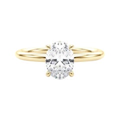GIA Certified 0.9 Carat Hidden Halo Oval 18K Yellow Gold Diamond Ring