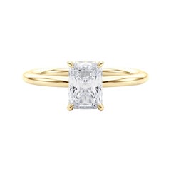 Bague en or jaune 18K certifiée GIA 0,9 carat Halo caché rayonnant diamant