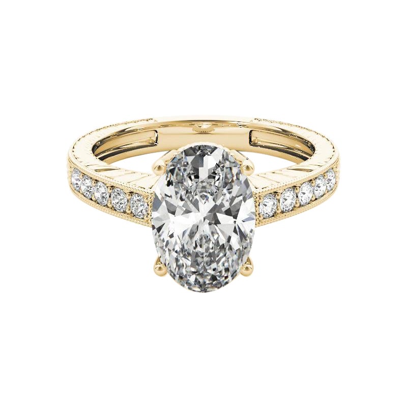 Anello con diamante ovale antico inciso a grana fine certificato GIA da 0,9 carati