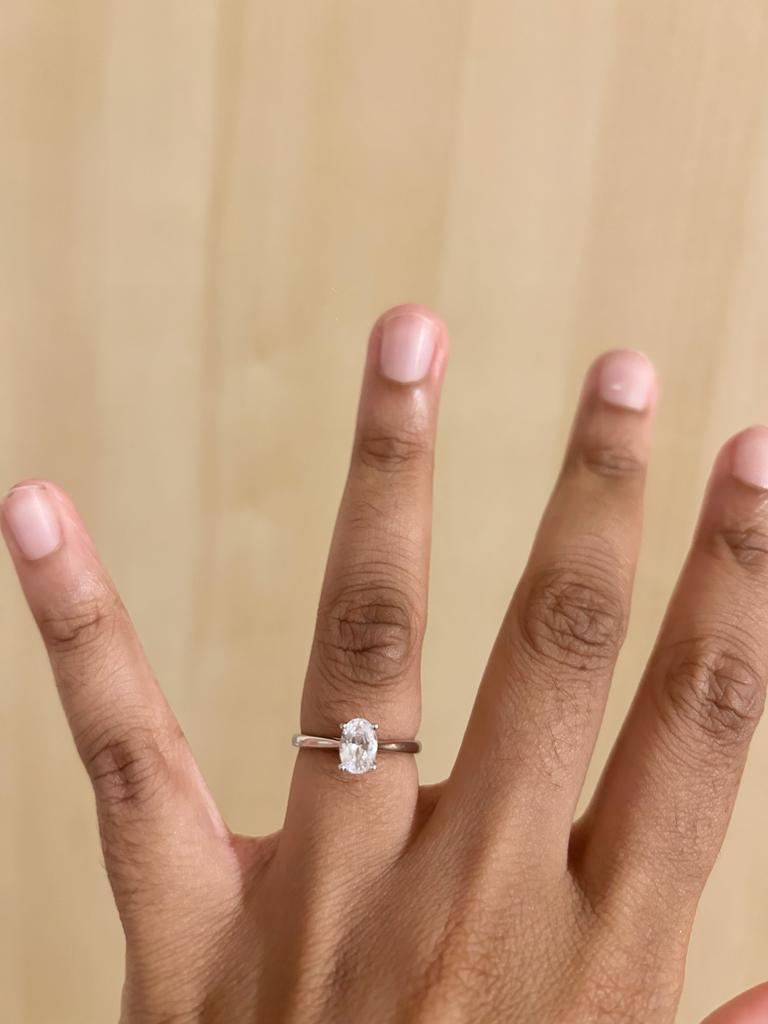 Customizable GIA Certified 0.9 Carat Oval Diamond Solitaire Ring