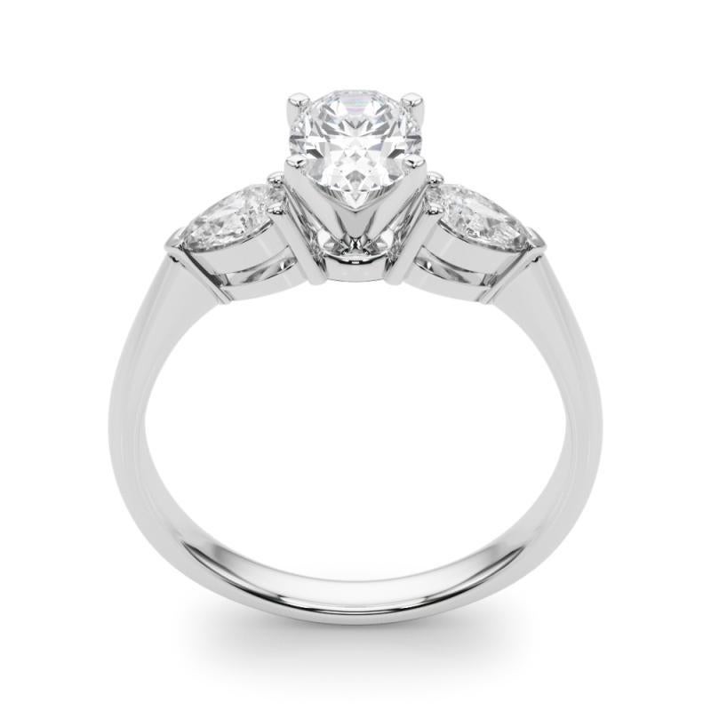 GIA Certified 0.9 Carat Oval East-West Three-Stone Platinum Diamond Ring (bague à trois pierres en platine) Pour femmes en vente