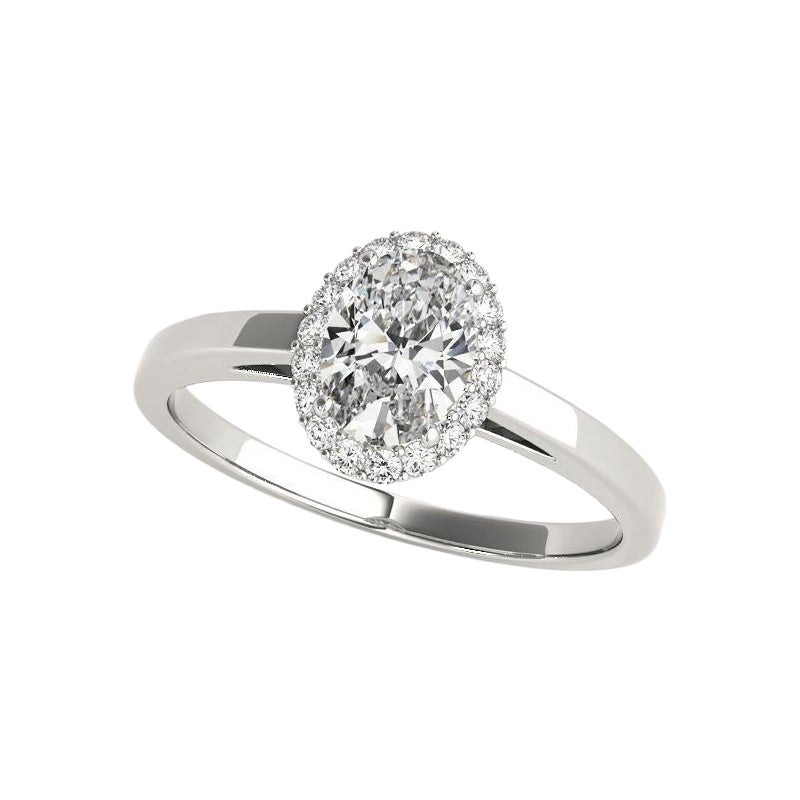 GIA Certificato 0,9 Carati Cattedrale aureola ovale  Anello con diamante