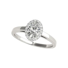 GIA Certificato 0,9 Carati Cattedrale aureola ovale  Anello con diamante