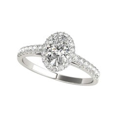 GIA Certificato 0.9 Carati Oval Halo Pave Cathedral  Anello con diamante