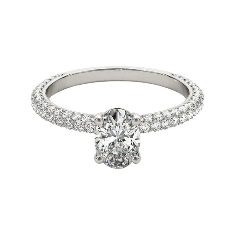 GIA Certificato 0.9 Carati Solitario Ovale Pave  Anello con diamante