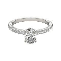 GIA Certified 0.9 Carat Oval Solitaire Pave  Diamond Ring