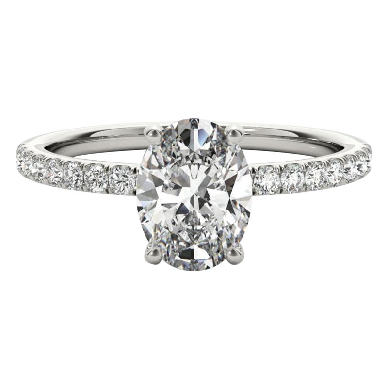 GIA Certificato 0.9 Carati Pave Hidden Halo Ovale  Anello con diamante