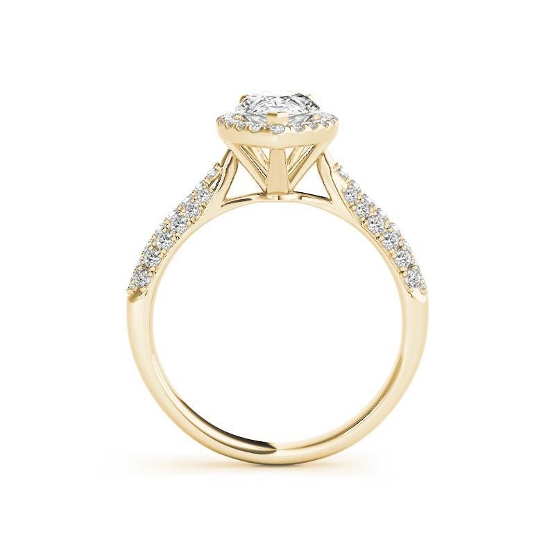 GIA Certified 0.9 Carat Pear Halo Multi-Row 18K Yellow Gold Diamond Ring Neuf - En vente à New York, NY