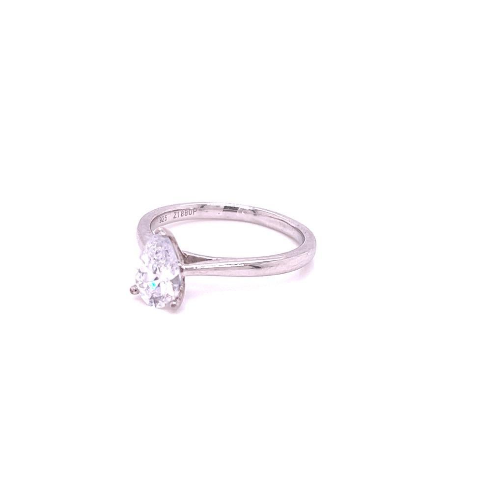 For Sale:  GIA Certified 0.9 Carat Pear shape Diamond Solitaire Ring in Platinum 5