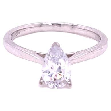 Bague solitaire en platine certifiée GIA de 0,9 carat de diamant en forme de poire