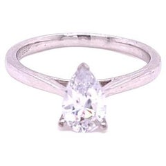 GIA Certified 0.9 Carat Pear shape Diamond Solitaire Ring in Platinum