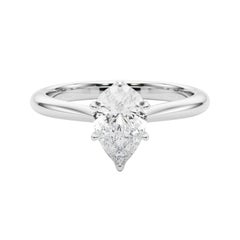 GIA Certified 0.9 Carat Pear Solitaire Cathedral  Diamond Ring
