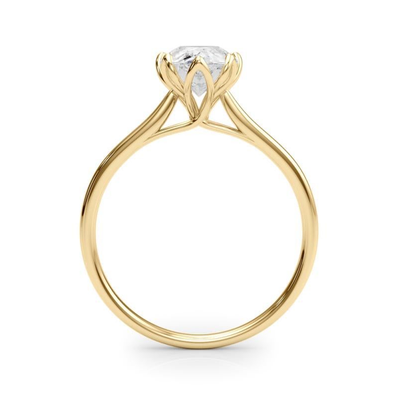 GIA zertifiziert 0.9 Karat Birne Solitär Kathedrale Tulpe Diamantring im Zustand „Neu“ im Angebot in New York, NY