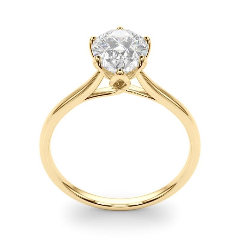 GIA zertifiziert 0.9 Karat Birne Solitär Kathedrale Tulpe Diamantring Damen im Angebot