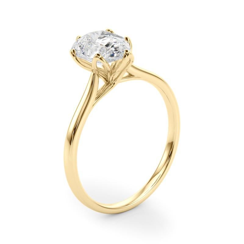 GIA zertifiziert 0.9 Karat Birne Solitär Kathedrale Tulpe Diamantring im Angebot 1