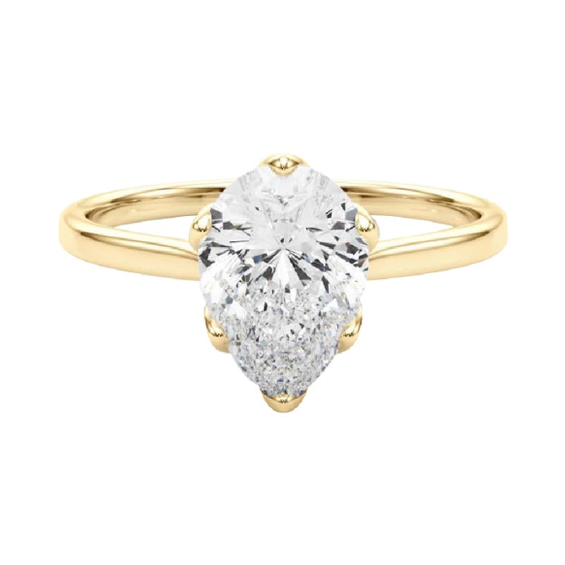 GIA zertifiziert 0.9 Karat Birne Solitär Kathedrale Tulpe Diamantring