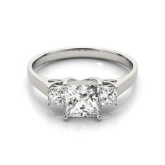 GIA Certified 0.9 Carat Princess Cut Three-Stone 18K White Gold Diamond Ring