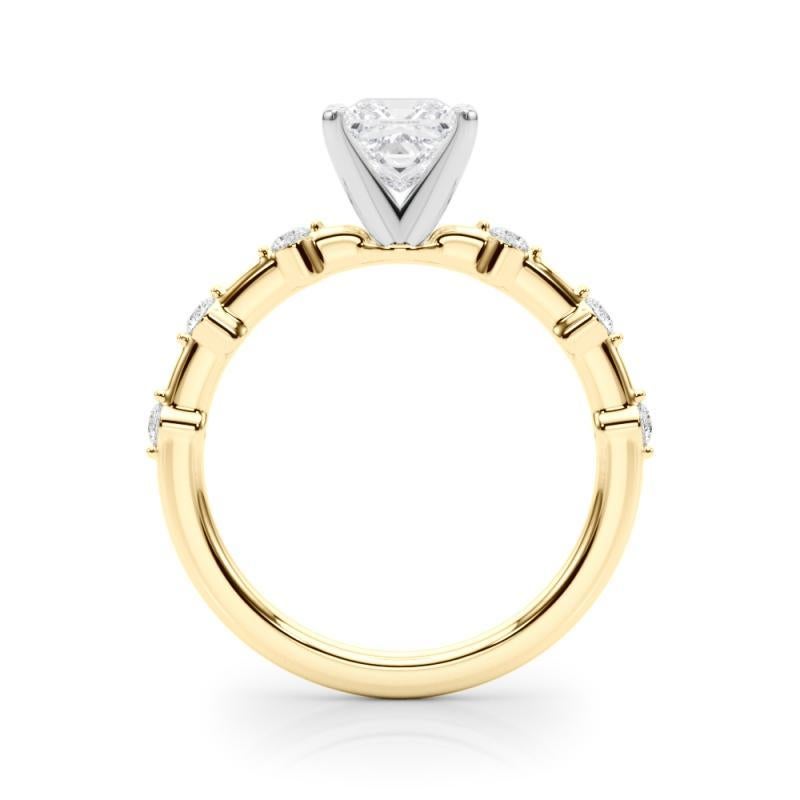GIA zertifiziert 0.9 Karat Prinzessin Diamant Bambus Schaft Diamantring im Zustand „Neu“ im Angebot in New York, NY