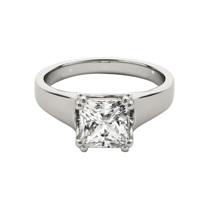 GIA Certified 0.9 Carat Princess Double Prong Set Anello con diamanti in oro bianco 18K