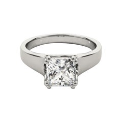 GIA Certified 0.9 Carat Princess Double Prong Set Anello con diamanti in oro bianco 18K