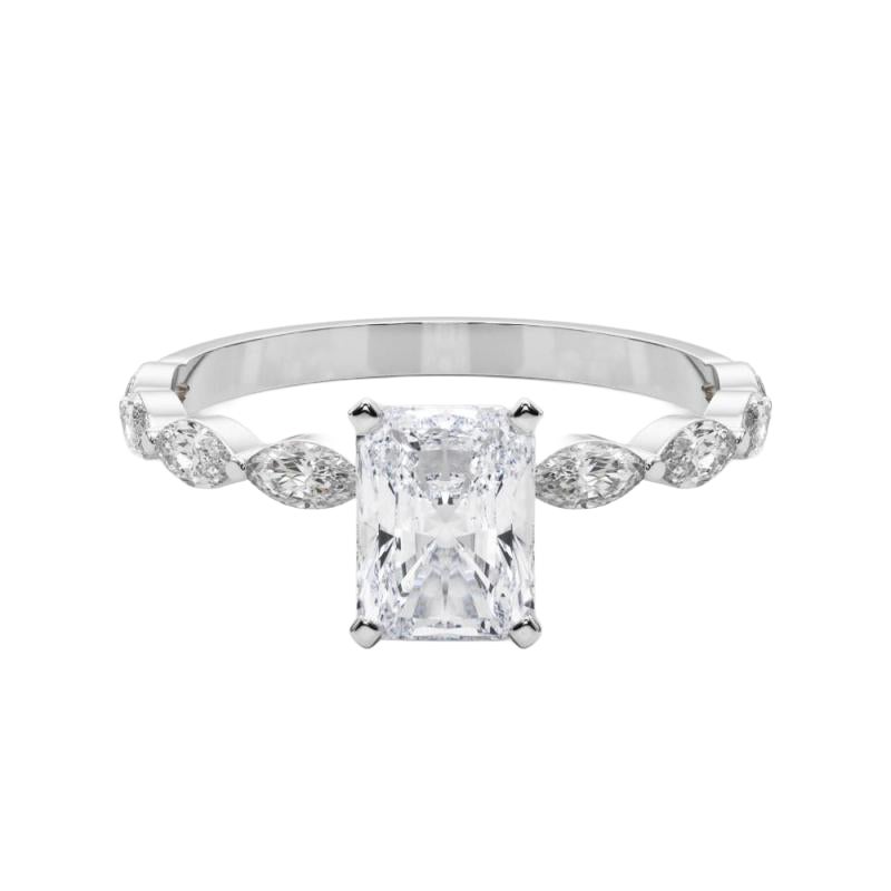 GIA Certified 0.9 Carat Radiant Diamond Band Solitaire Diamond Ring