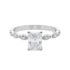 GIA Certified 0.9 Carat Radiant Diamond Band Solitaire Diamond Ring