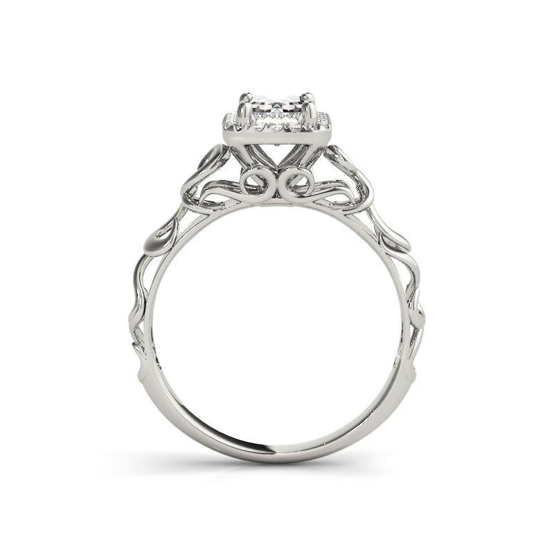 Bague de diamant en platine certifiée GIA de 0.9 carat Radiant Halo Ribbon Cathedral Neuf - En vente à New York, NY