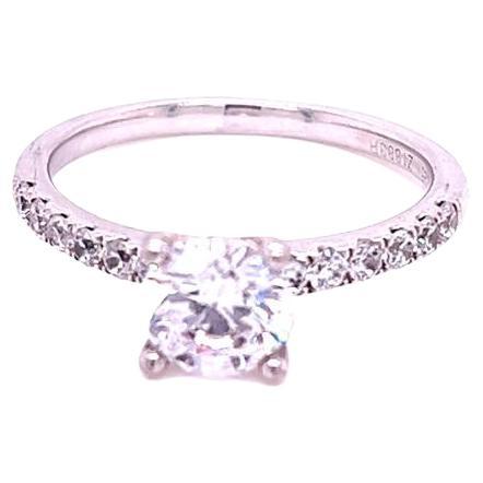 En vente :  Bague en platine avec diamants ronds et brillants de 0.9 carat certifiés GIA