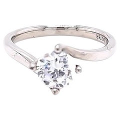 Bague solitaire en platine certifiée GIA de 0,9 carat de diamants ronds et brillants