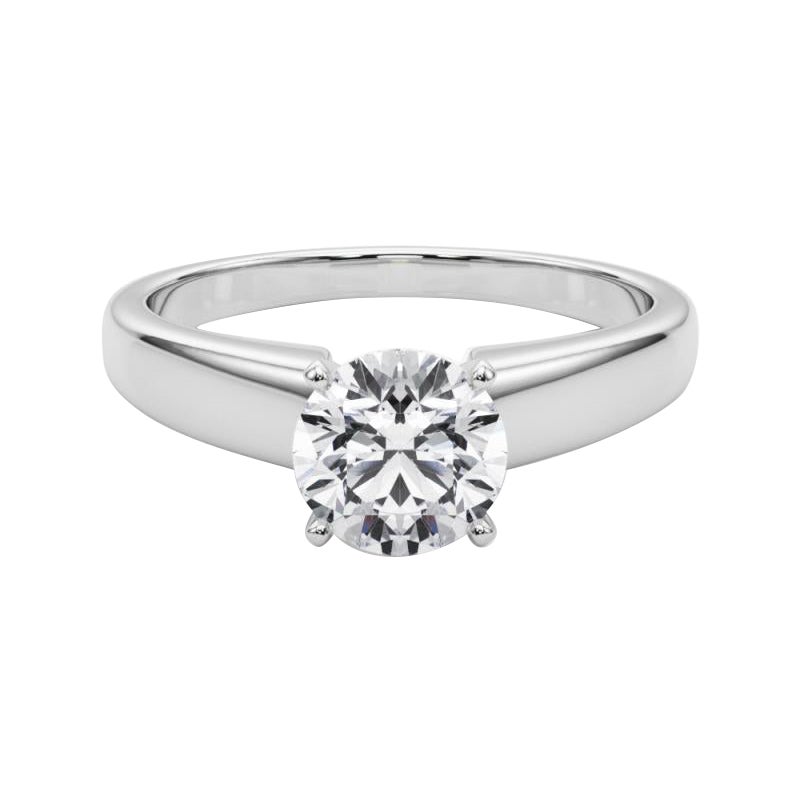 Bague en or blanc certifiée GIA, solitaire classique de 0,9 carat de diamant rond