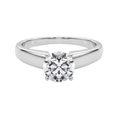 Bague en or blanc certifiée GIA, solitaire classique de 0,9 carat de diamant rond