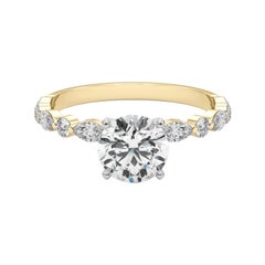 GIA Certified 0.9 Carat Round Diamond Band Solitaire Diamond Ring