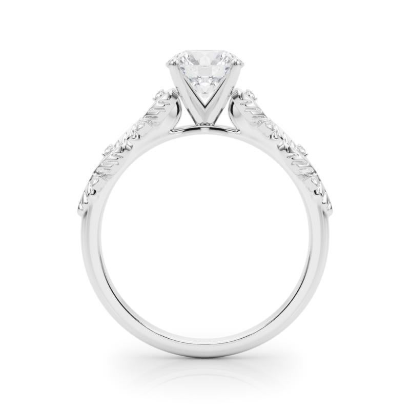 GIA Certified 0,9 Carat Round Garden Leaf Cluster Anello con diamanti in oro bianco 18K In condizioni Nuovo in vendita a New York, NY