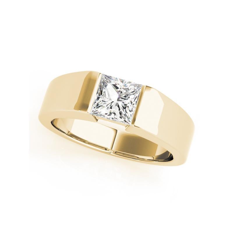 GIA-zertifizierter 0,9-Karat-Solitär-Diamantring im Prinzessinnenschliff mit bündiger Fassung (Carréschliff) im Angebot