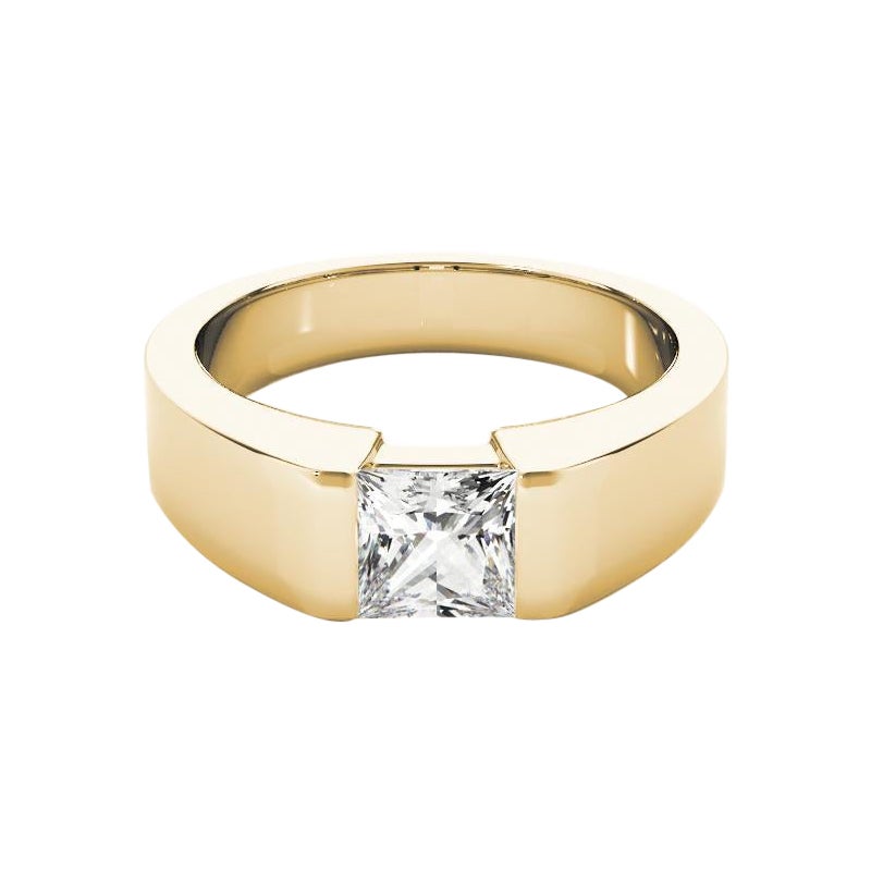GIA-zertifizierter 0,9-Karat-Solitär-Diamantring im Prinzessinnenschliff mit bündiger Fassung