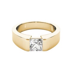GIA-zertifizierter 0,9-Karat-Solitär-Diamantring im Prinzessinnenschliff mit bündiger Fassung