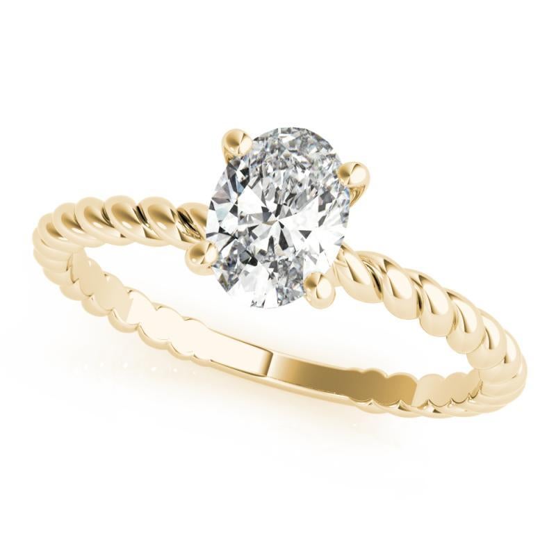Taille ovale GIA Certified 0.9 Carat Twisted Band Oval Solitaire Diamond Ring en vente